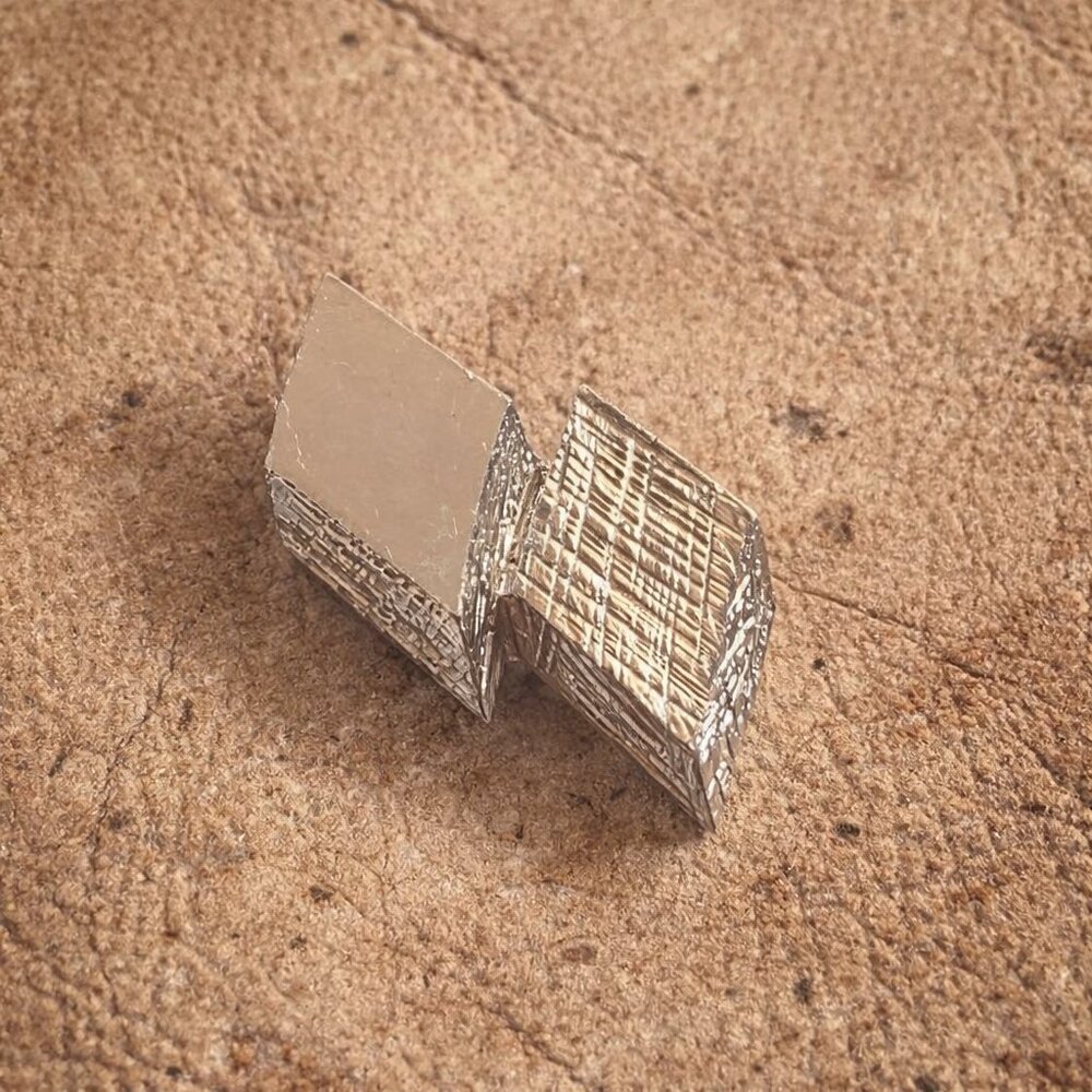 Vintage Mid-Century Modern Silver Geometric Overlap Brutalist Tie Tack